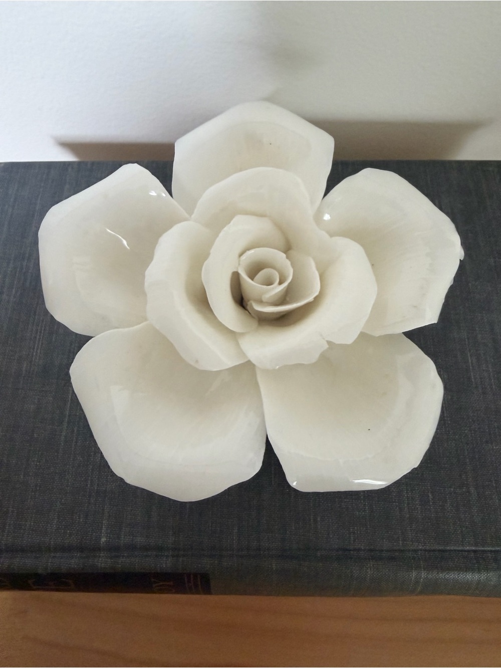 Florentine by I. Godinger & Co white porcelain rose blossom figurine, Vintage